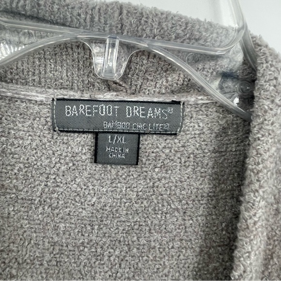 Barefoot Dreams Cardigan Size L/XL Cozy Chic Lite style Drape Front Gray Bamboo - Picture 6 of 8